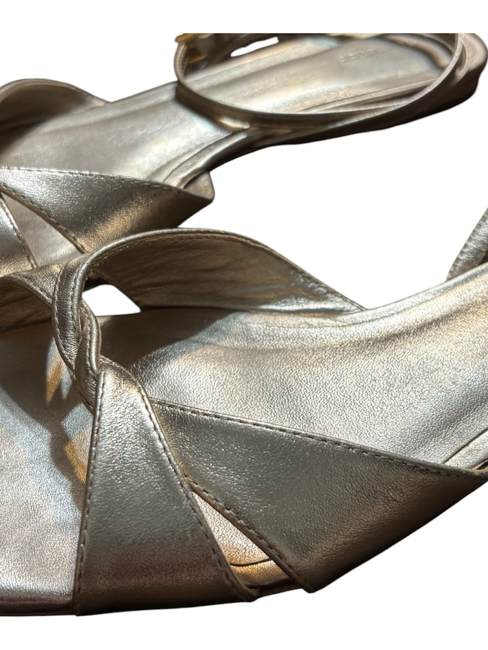 Reformation Metallic Gold Knot Front Ankle-Tie Sandals - Picture 8 of 9
